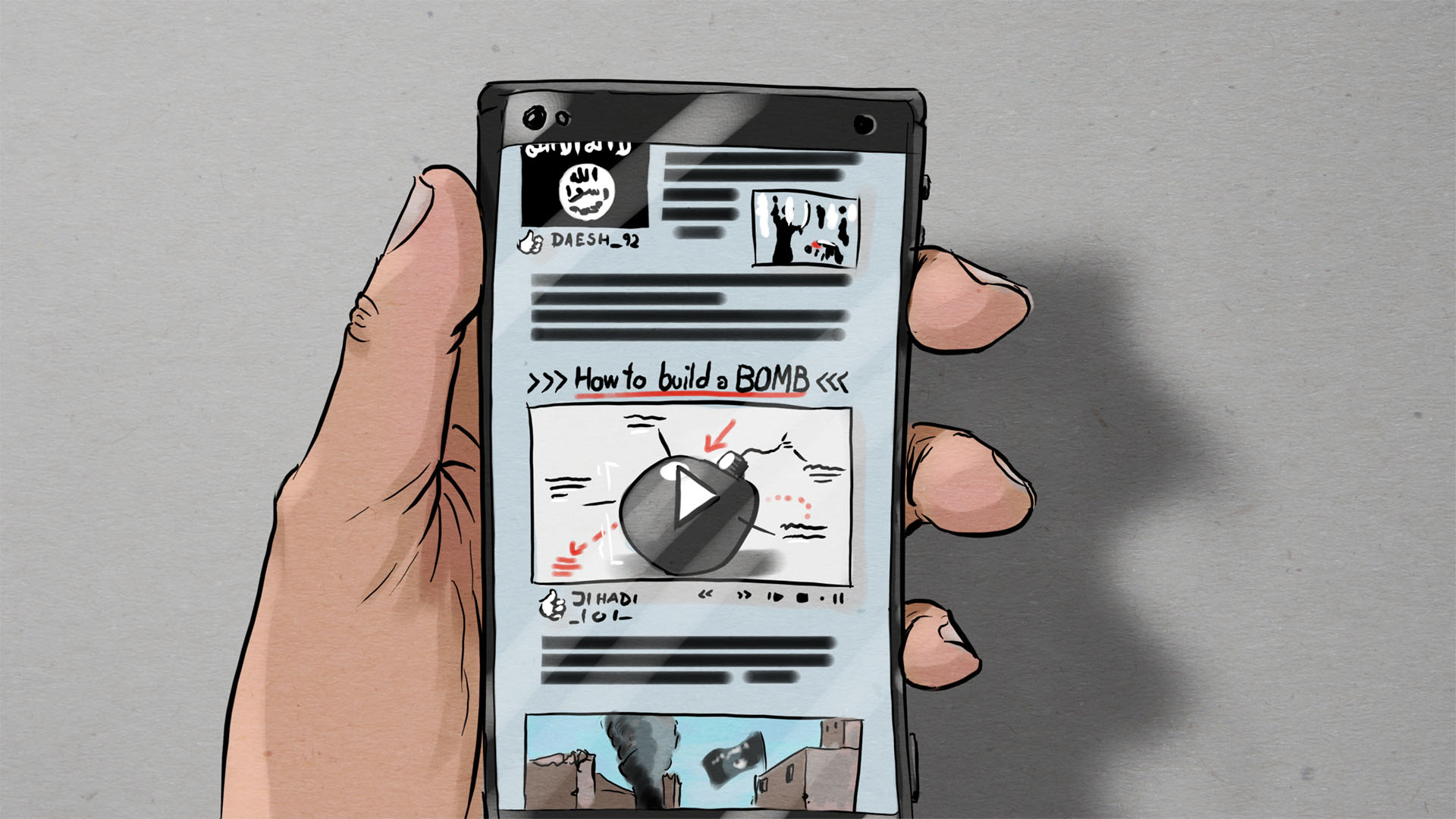 Illustration: Verdächtiger informiert sich auf IS-Website über die Konstruktion von Sprengsätzen.